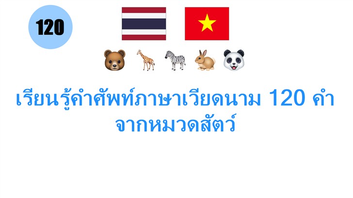 เรียนรู้คำศัพท์ภาษาเวียดนาม 120 คำจากหมวดสัตว์